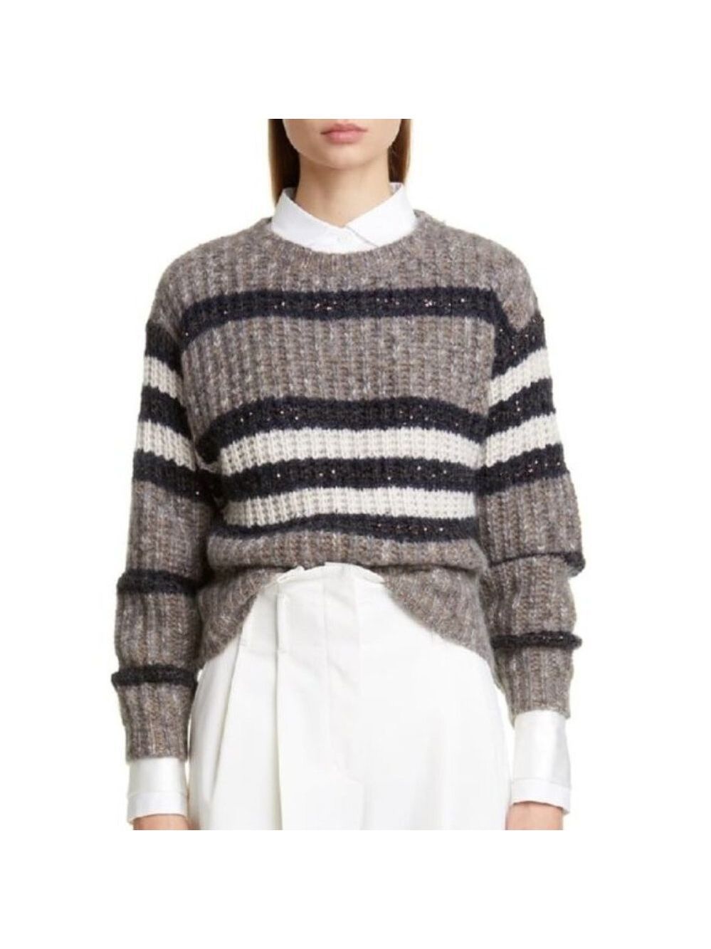 BRUNELLO CUCINELLI Sequin Stripe Sweater